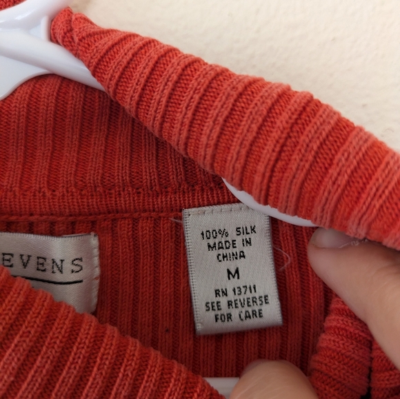Vintage 100% Silk Valerie Stevens Coral Turtleneck Sweater Women's size M - Picture 7 of 8
